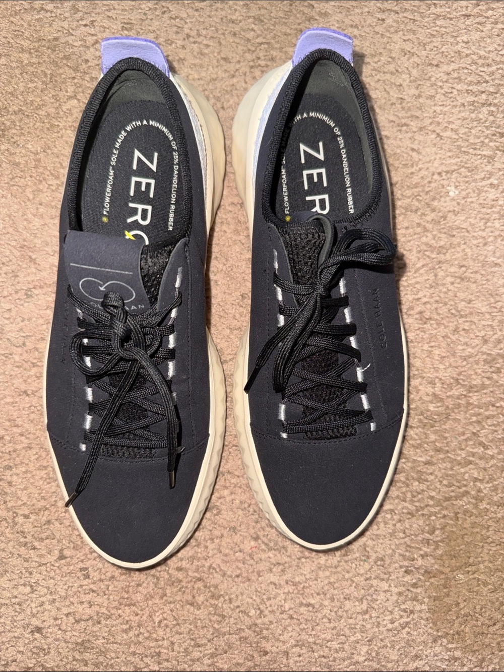 Cole Haan Black Sneakers with Cream Sole and Lilac Heel Tab Without Box